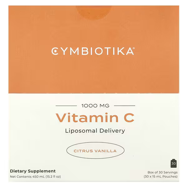 Cymbiotika, Vitamin C, Liposomal Delivery, Citrus Vanilla, 1,000 mg, 30 Pouches, 15 ml Each | iHerb
