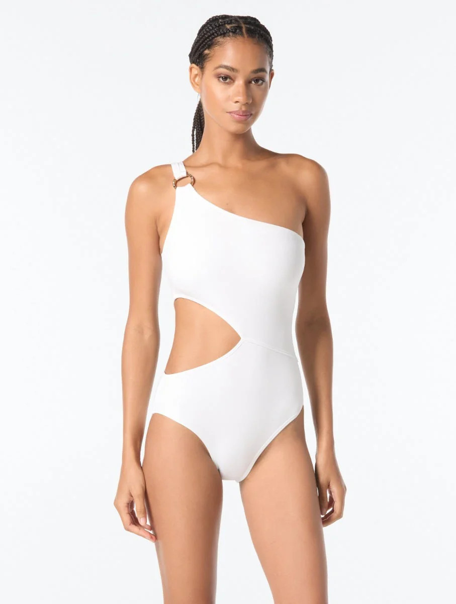 MICHAEL Michael Kors One Shoulder One Piece Swimsuit - Hardware Solids | Beach2Ocean