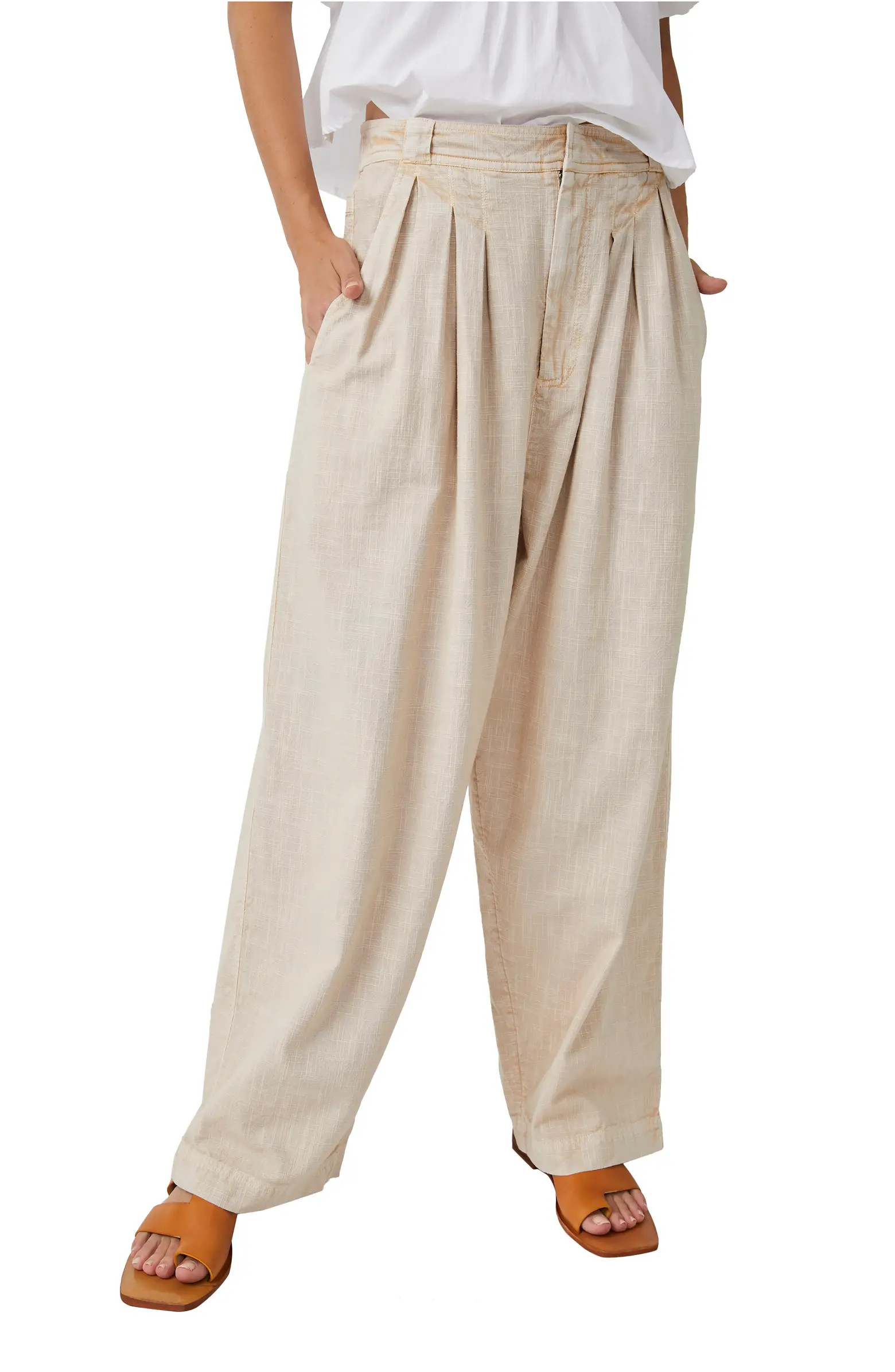 Lotta Love Pleated Wide Leg Cotton Pants | Nordstrom