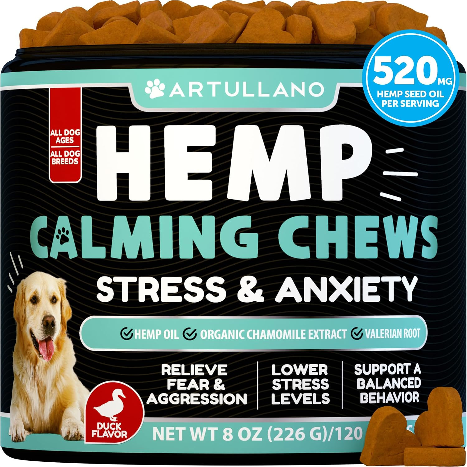 Dog Calming Chews - 120 Treats - Hemp Calming Chews for Dogs for Anxiety | Amazon (US)