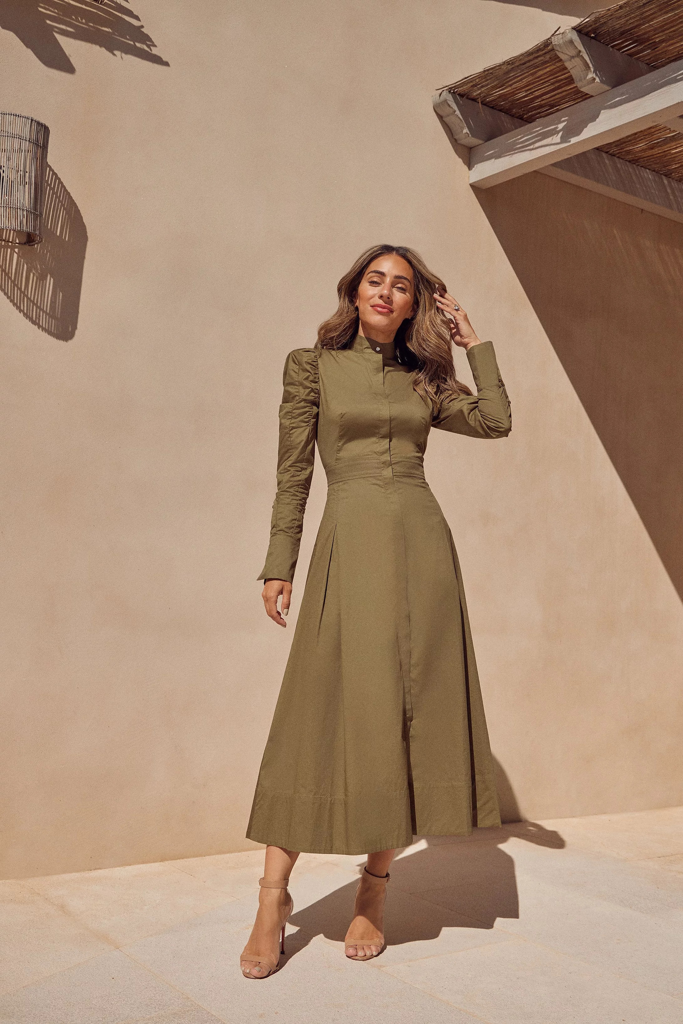 Lydia Millen Cotton Woven Midi Dress | Karen Millen UK + IE + DE + NL