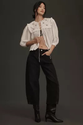 The Kenna Mid-Rise Heritage Barrel Jeans by Pilcro | Anthropologie (US)