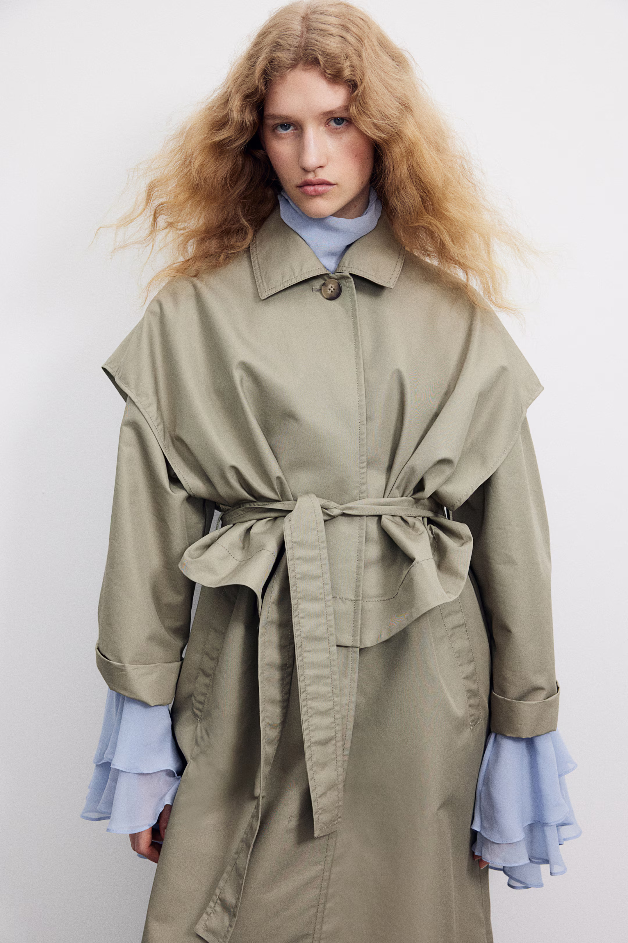 Maxi Trench Coat - Light khaki green - Ladies | H&M US | H&M (US + CA)