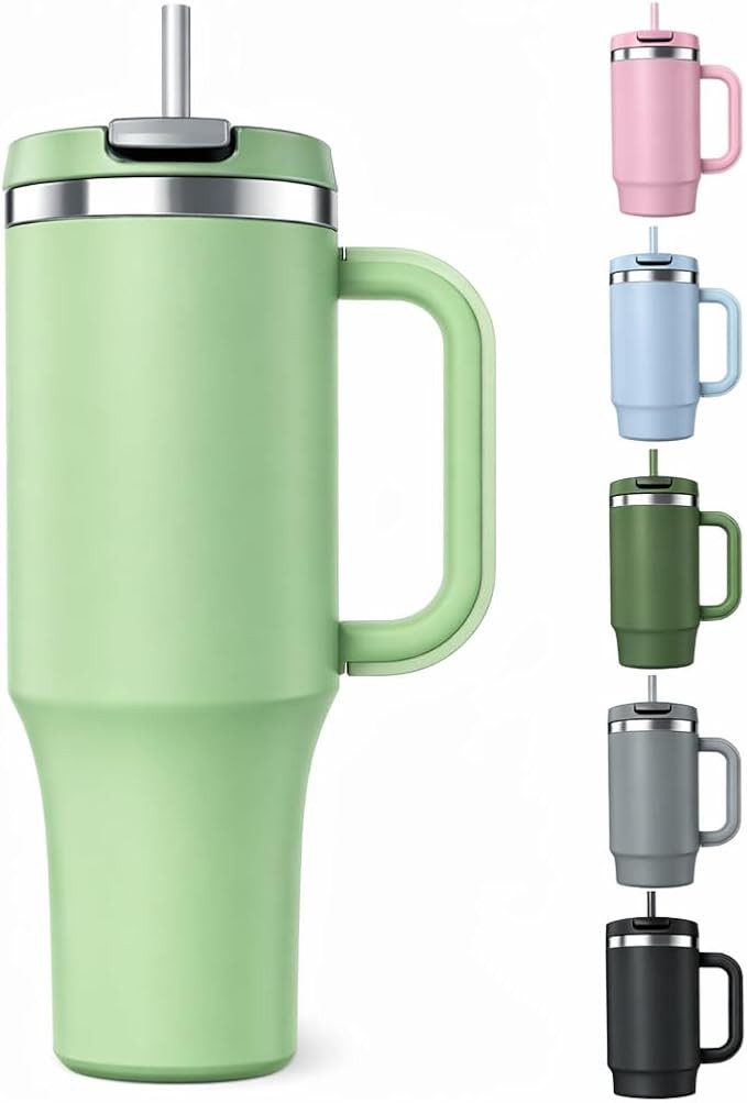 Copo Térmico Com Canudo Dobrável 1,2 Litros Anti Vazamento, Frio 14 Horas Parede Duplas de Isol... | Amazon (BR)