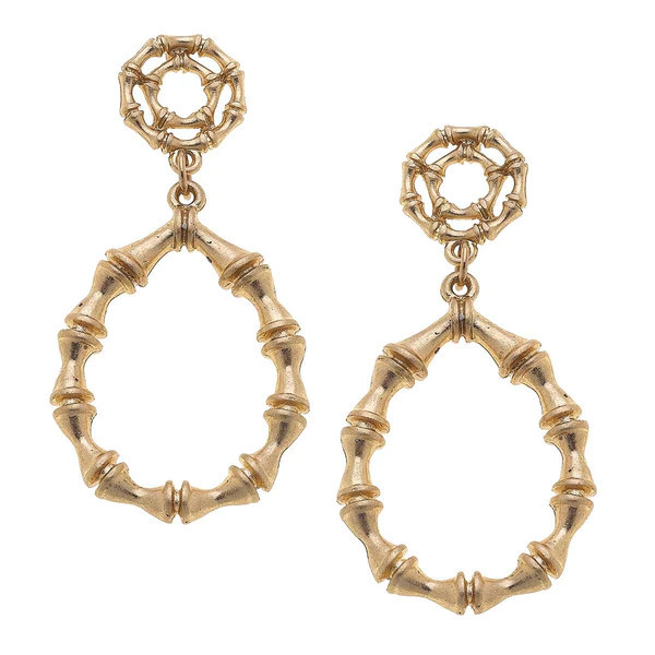 Jenny Bamboo Teardrop Earrings in Worn Gold | CANVAS