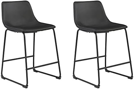 Signature Design by Ashley Centiar 24" Counter Height Modern Bucket Barstool, 2 Count, Black | Amazon (US)