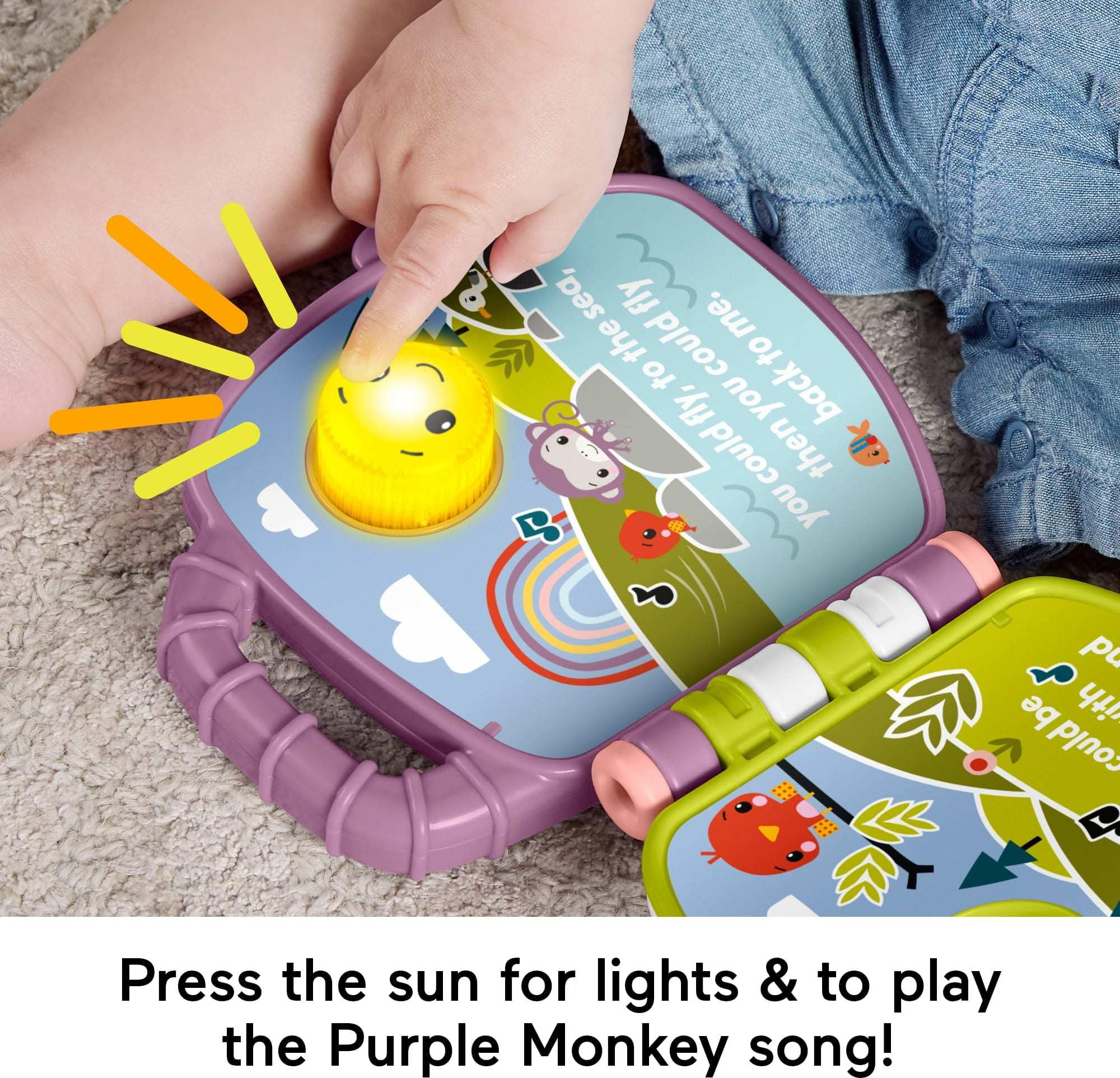 Fisher-Price Baby Toy Purple Monkey Musical Storybook with Lights & Sounds for Infants & Toddlers... | Amazon (US)