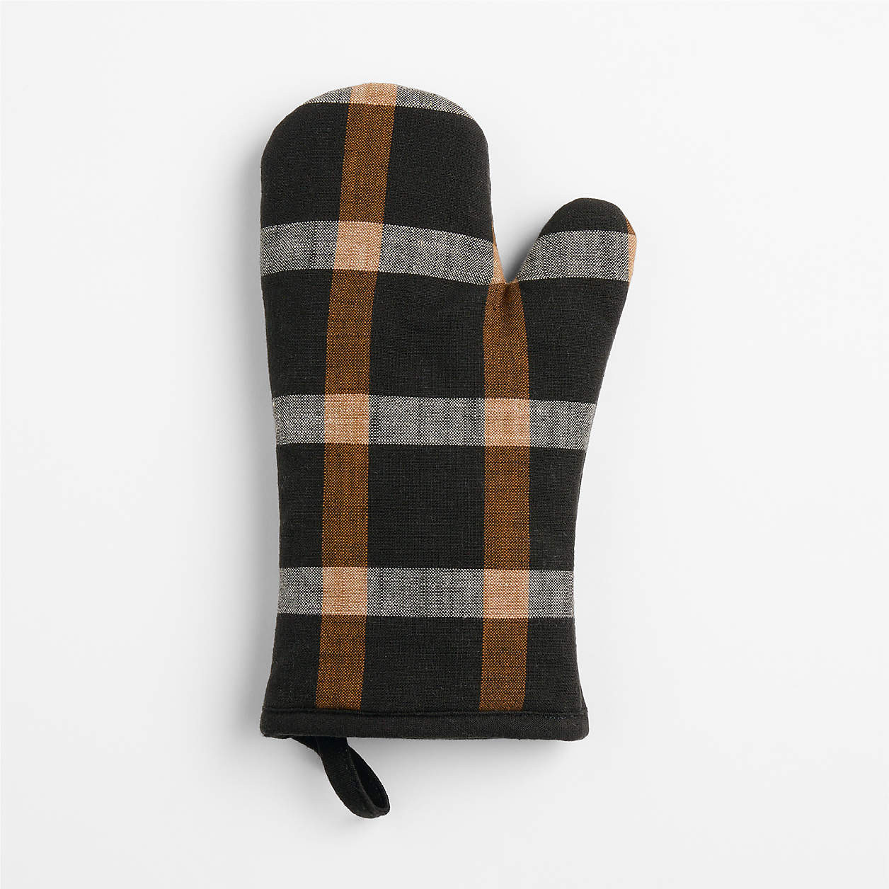 Fall Plaid Organic Cotton Oven Mitt | Crate & Barrel | Crate & Barrel