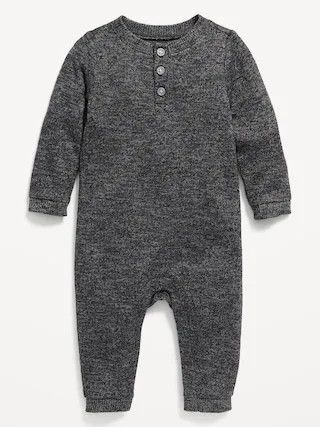 Unisex Long-Sleeve Sweater-Knit Henley One-Piece for Baby | Old Navy (US)
