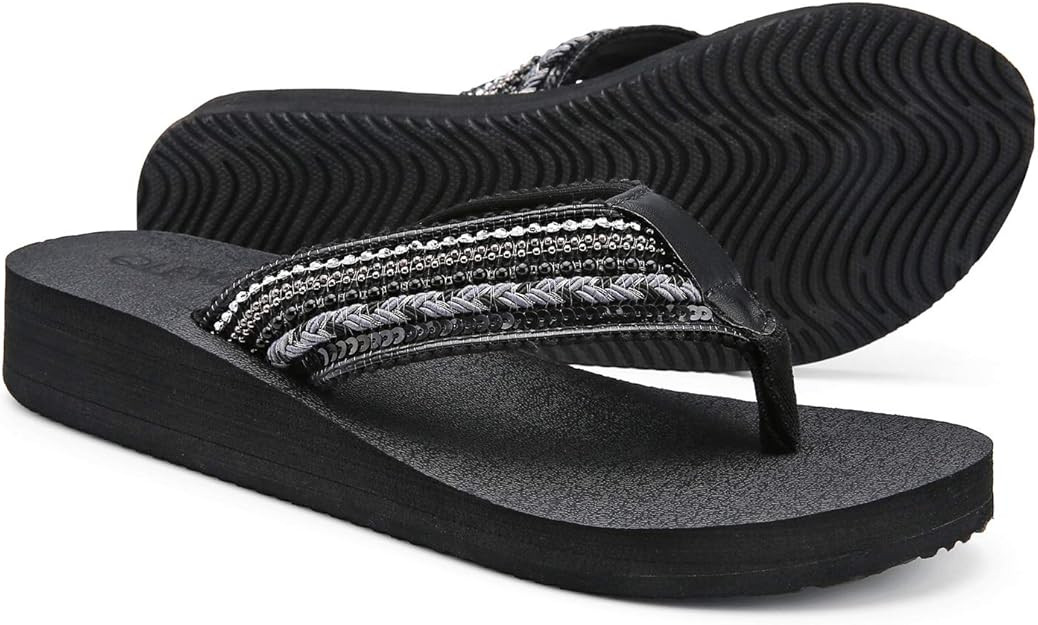 Women's Platform Flip Flop with Arch Support, Comfortable Yoga Mat Wedge Flip-Flops, Athletic Wal... | Amazon (US)