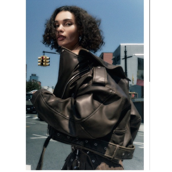 Zara faux leather moto jacket size M | Poshmark