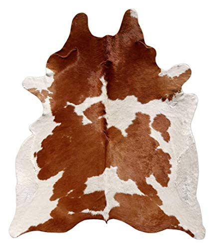 Brown and White Cowhide Rug Natural Cow Skin Cow Hide Leather Area Rug Hair On, 5 ft X 6 ft Premium Brown White Large | Amazon (US)