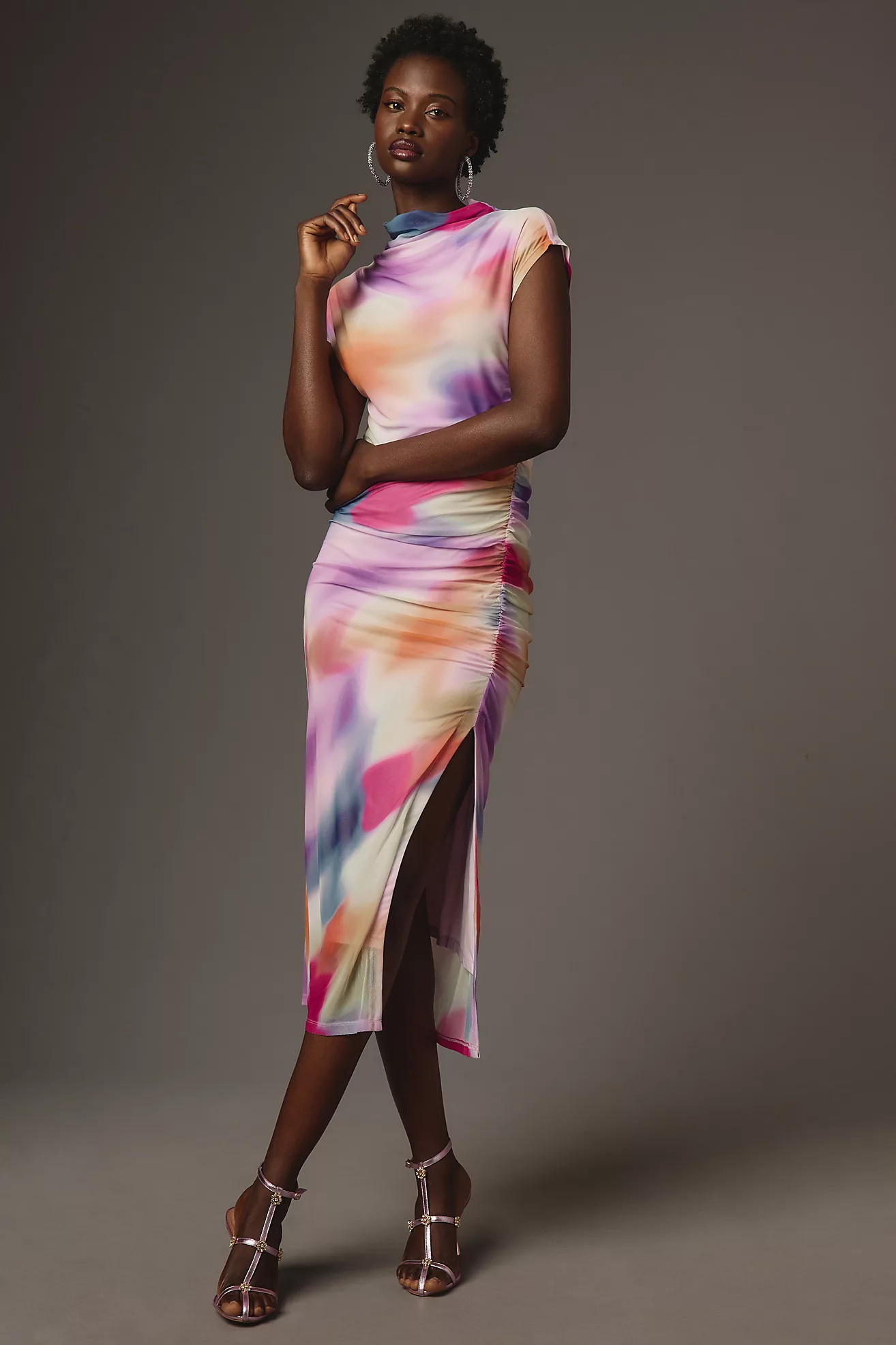 The Maya Ruched Cowl-Neck Dress: Mesh Edition | Anthropologie (US)