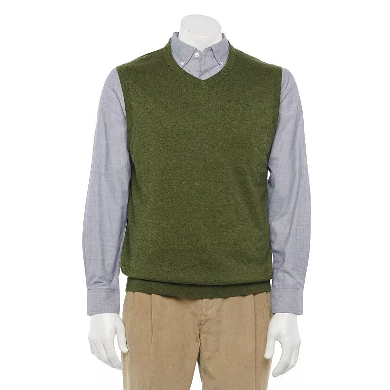 Men's Croft & Barrow Regular-Fit Easy-Care 12GG Sweater Vest, Size: XXL, Dark Green | Kohl's