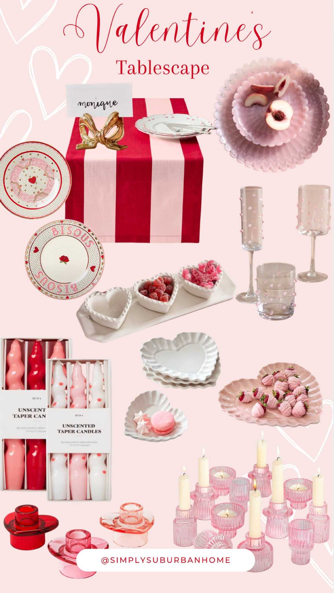 Valentine’s, Valentine’s Day, February 14th, tablescape, champagne glasses, wine glasses, pink, red, Valentine’s Day table, Valentine’s Day tablescape, candy dish, heart, bows, candles, galentines, galentines party, galentines table 

#LTKStyleTip #LTKHome #LTKParties