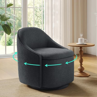 Chenille Barrel Chair with Storage, Comfy 360° Swivel Accent Armchair for Living Room, Bedroom gray 24.4"D x 24.8"W x 28"H | Target