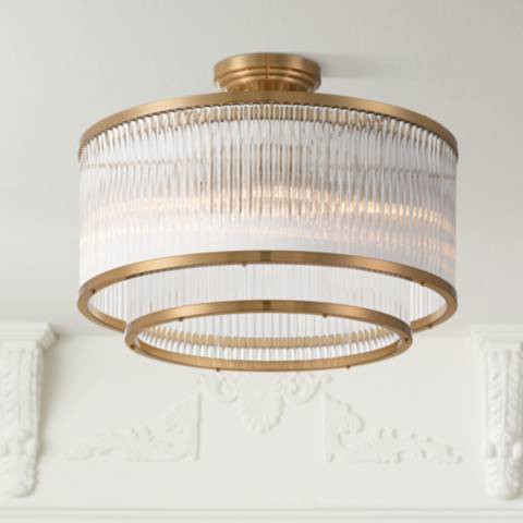 Possini Euro Warren 16 1/4" Bronze and Crystal 5-Light Ceiling Light | Lamps Plus