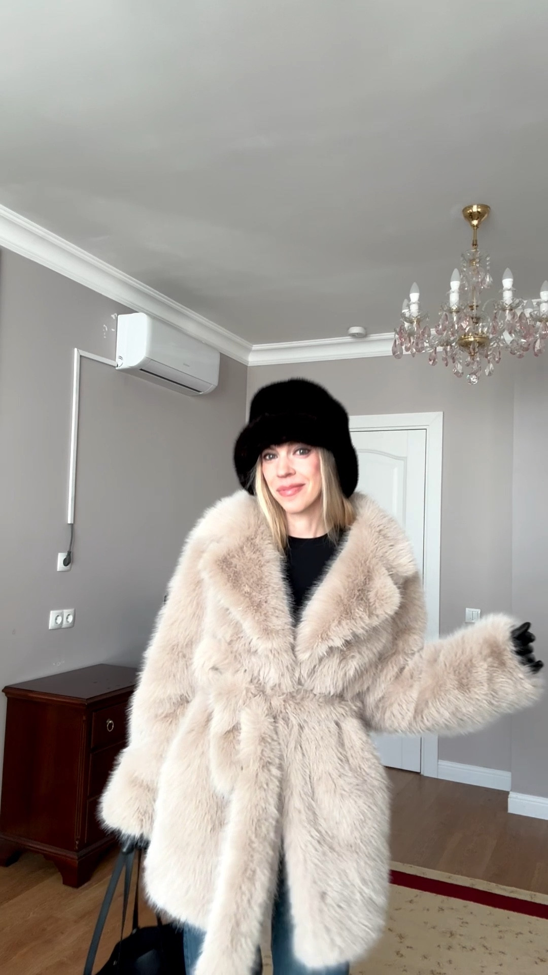 Winter ootd, GRWM, cozy winter outfit, faux fur coat, fur bucket hat, lug sole boots, Zara jeans (under $50 and go with any type of footwear)

#LTKootd #LTKFindsUnder50 #LTKgrwm