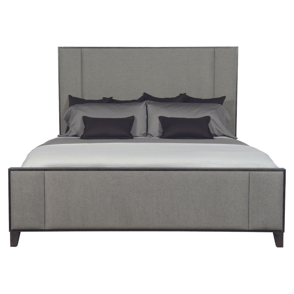 Linea Queen Panel Bed with Upholstered Headboard and Footboard in Cerused Charcoal Finish | 1stopbedrooms