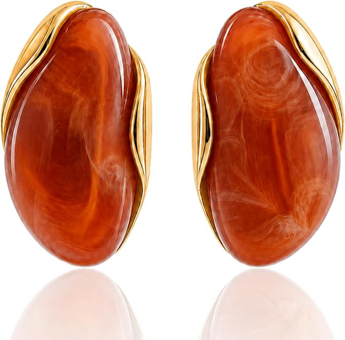 Mchic Large Statement Earrings for Women Trendy, Chunky Resin Dangle Stud | Amazon (US)