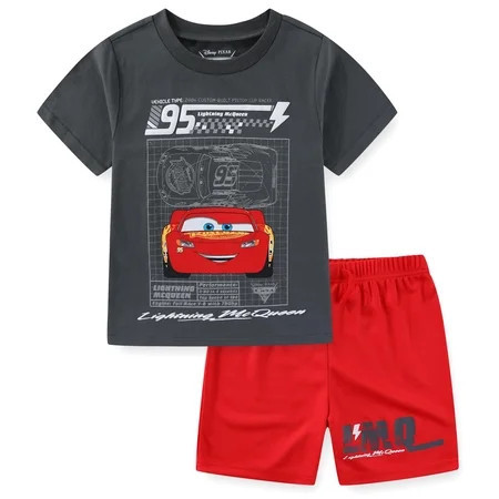 Disney Cars Lightning McQueen Short Sleeve T-Shirt and Mesh Short Set (Boys), 2 Piece Set, Sizes 2T-7 | Walmart (US)