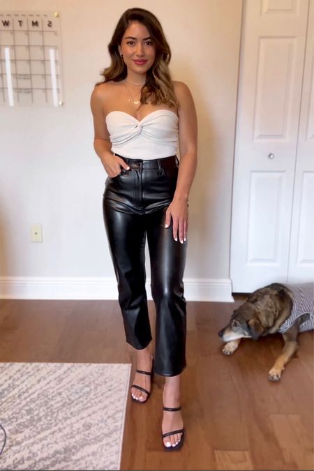 The best vegan leather pants! A fall & winter staple for me, even in warmer weather.

Leather pants, Abercrombie, strapless top, knit top, Amazon finds, Amazon fashion, sale alert, petite, affordable, fall outfits, fall style. 

#LTKstyletip #LTKsalealert #LTKfindsunder100