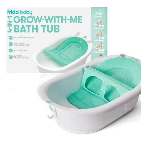 Frida Baby 4 in 1 Grow with Me Baby Bathtub for Newborn to Toddler, White, Rigid Baby Bath, Unisex | Walmart (US)