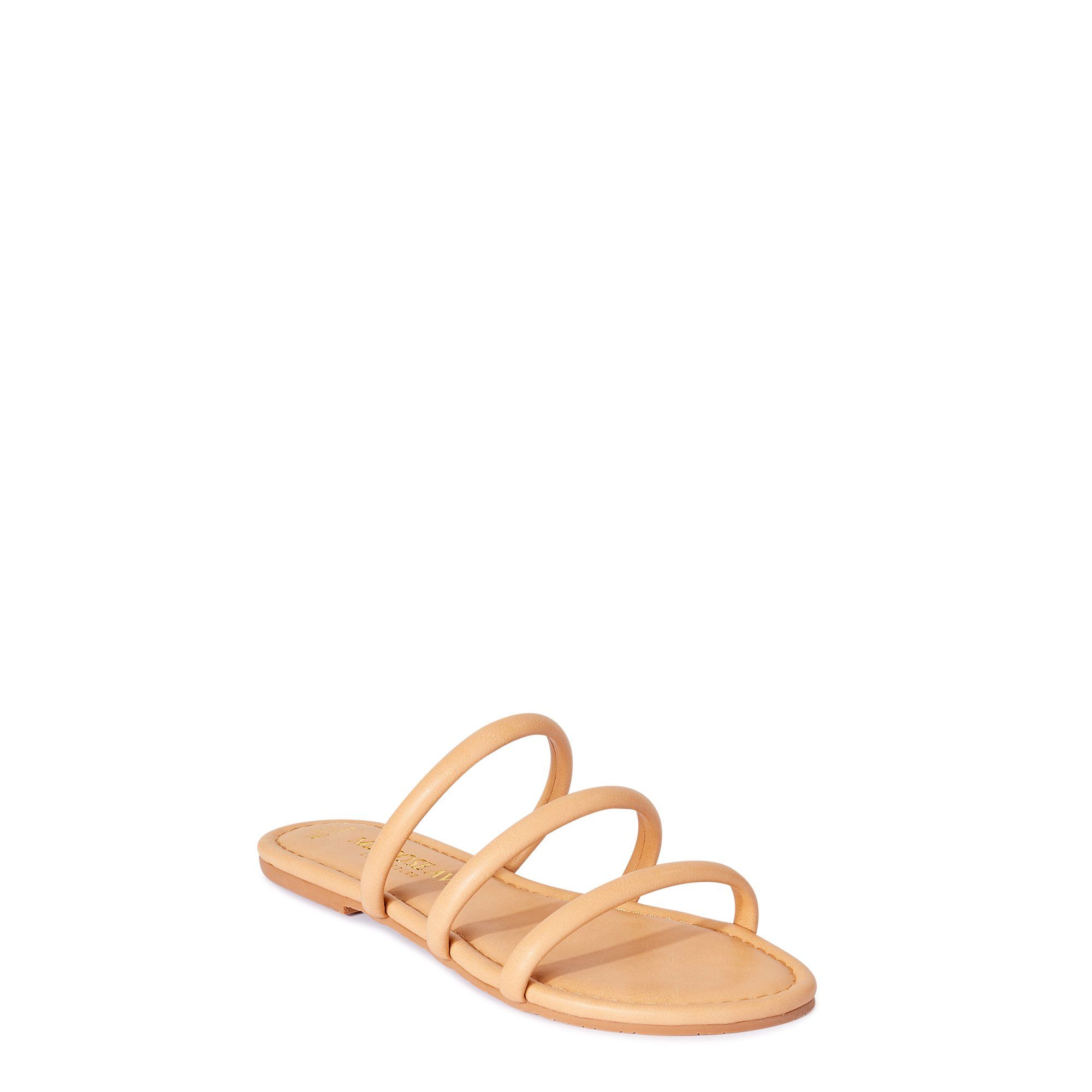 Melrose Ave Vegan Leather Three Strap Slide Sandal (Women's) | Walmart (US)