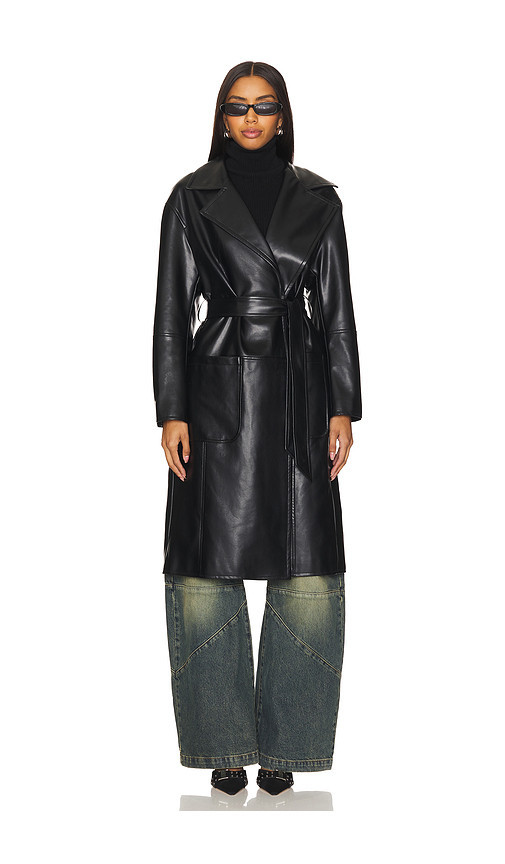 ALL THE WAYS Claire Faux Leather Trench in Black. Size L | Revolve Clothing (Global)