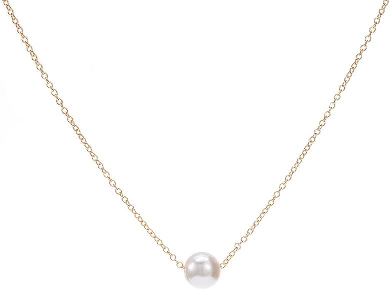 Yalice Tiny Pearl Choker Necklace Chain Short Pendant Necklaces Jewelry for Women and Girls | Amazon (US)