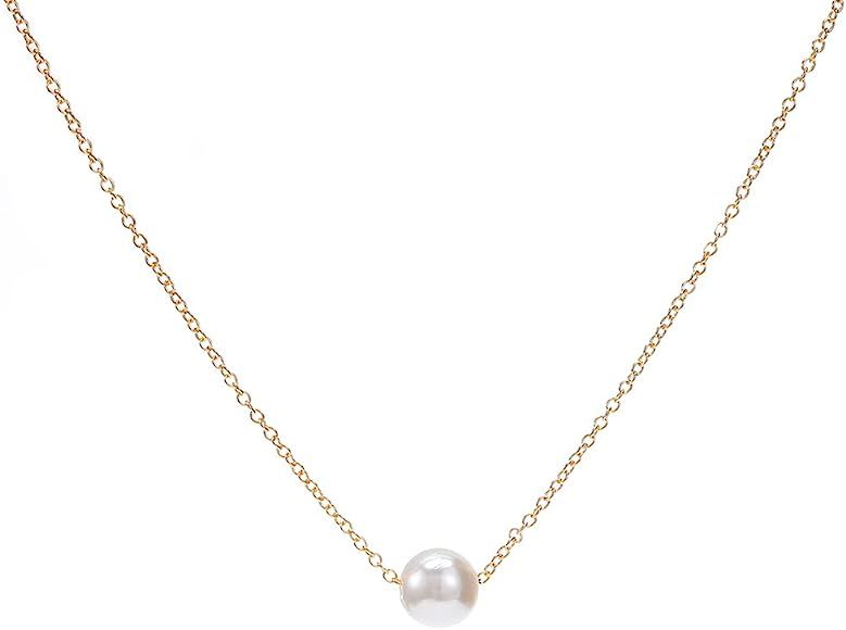 Yalice Tiny Pearl Choker Necklace Chain Short Pendant Necklaces Jewelry for Women and Girls | Amazon (US)