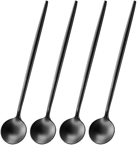 4 PCS 6.7 Inches Satin Black Stainless Steel 18/10 Coffee Spoons,Iced Tea Spoon,Espresso Stirring... | Amazon (US)