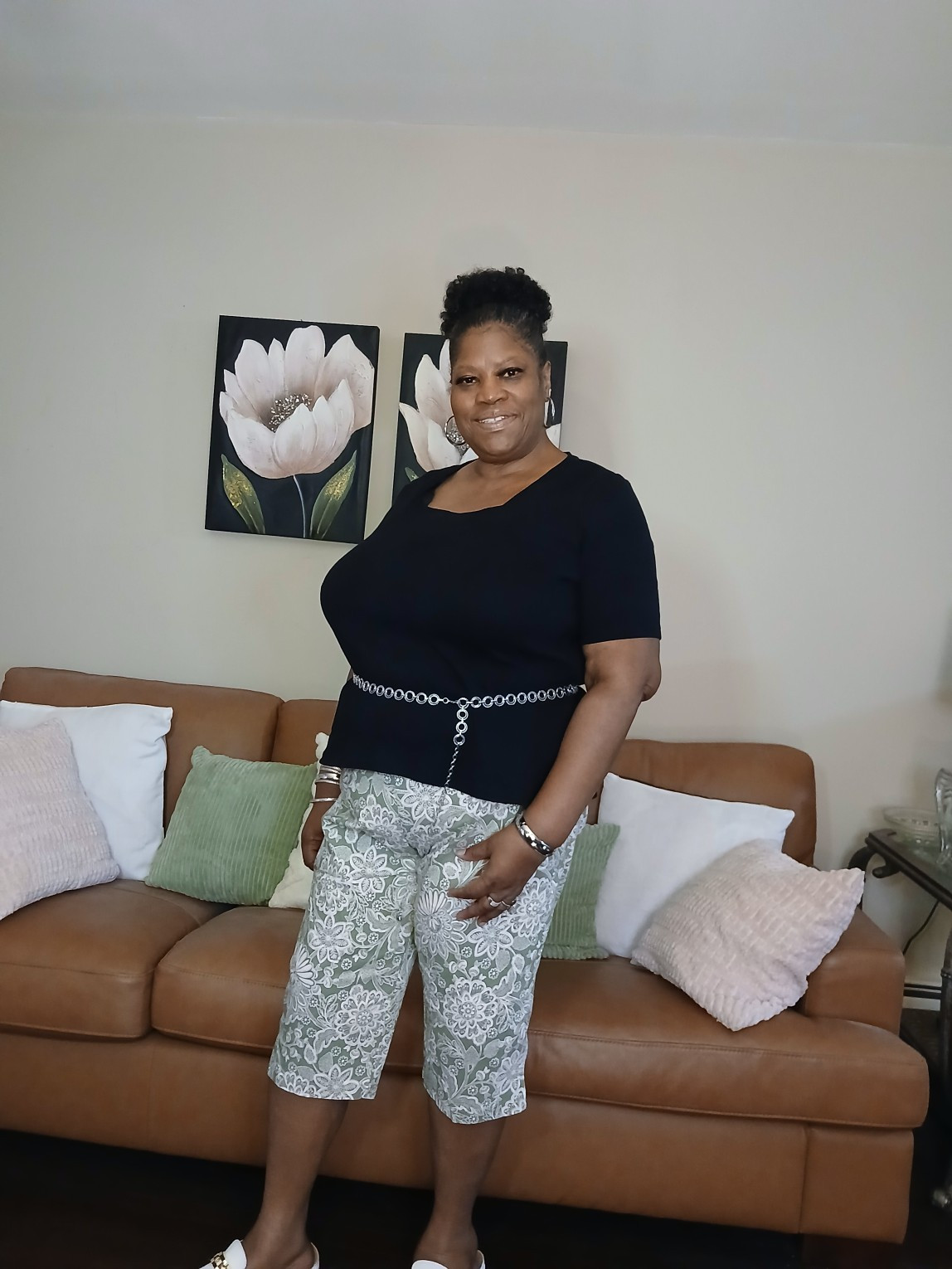 Plus size casual outfit with black square neck tee shirt from Issac Mizrahi. Light green and white Capri pants from @Boscov’s This outfit is comfortable but it still looks pulled together #ad

#LTKootd #LTKOver40 #LTKPlusSize