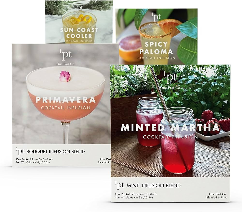 One Part Co Cocktail Infusion Bundle for Spring/Summer Cocktails, Set of 4, Minted Martha, Primav... | Amazon (US)