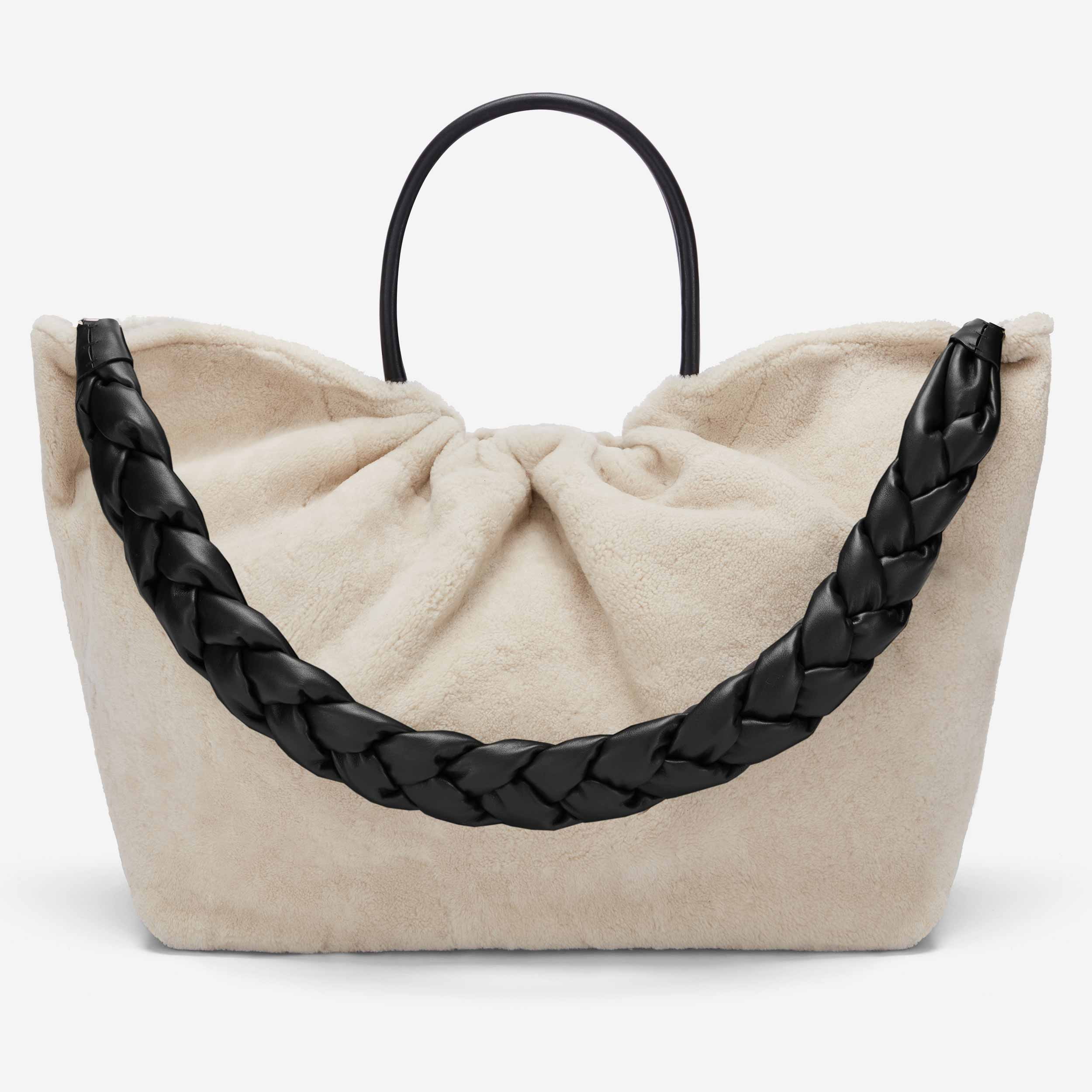 The Maxi Los Angeles with Braids | Ivory Shearling & Black Smooth | DeMellier | DeMellier