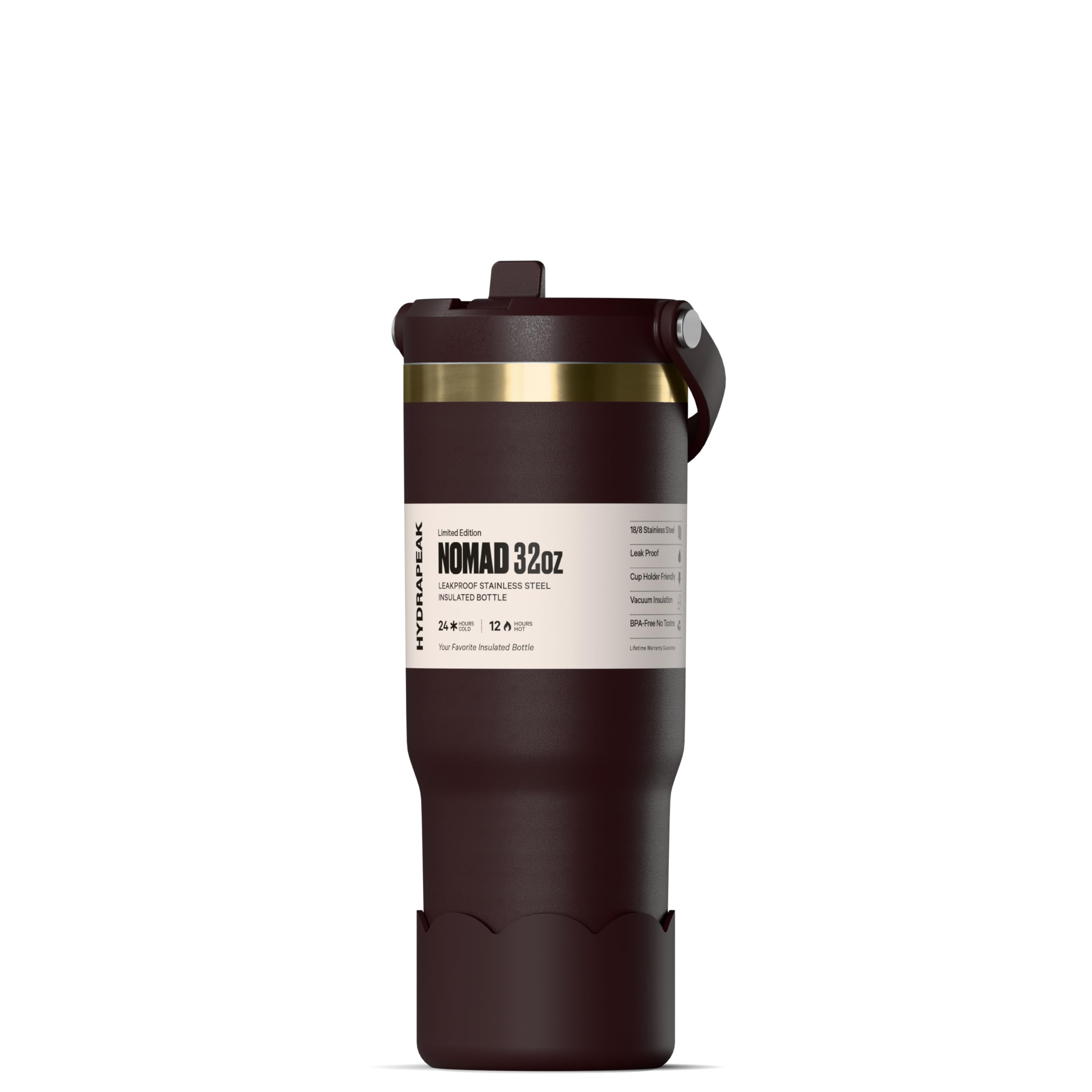 Hydrapeak Nomad 32 oz Tumbler with Handle and Straw Lid, Scallop Silicone Boot, Gold Trim, Leakpr... | Amazon (US)