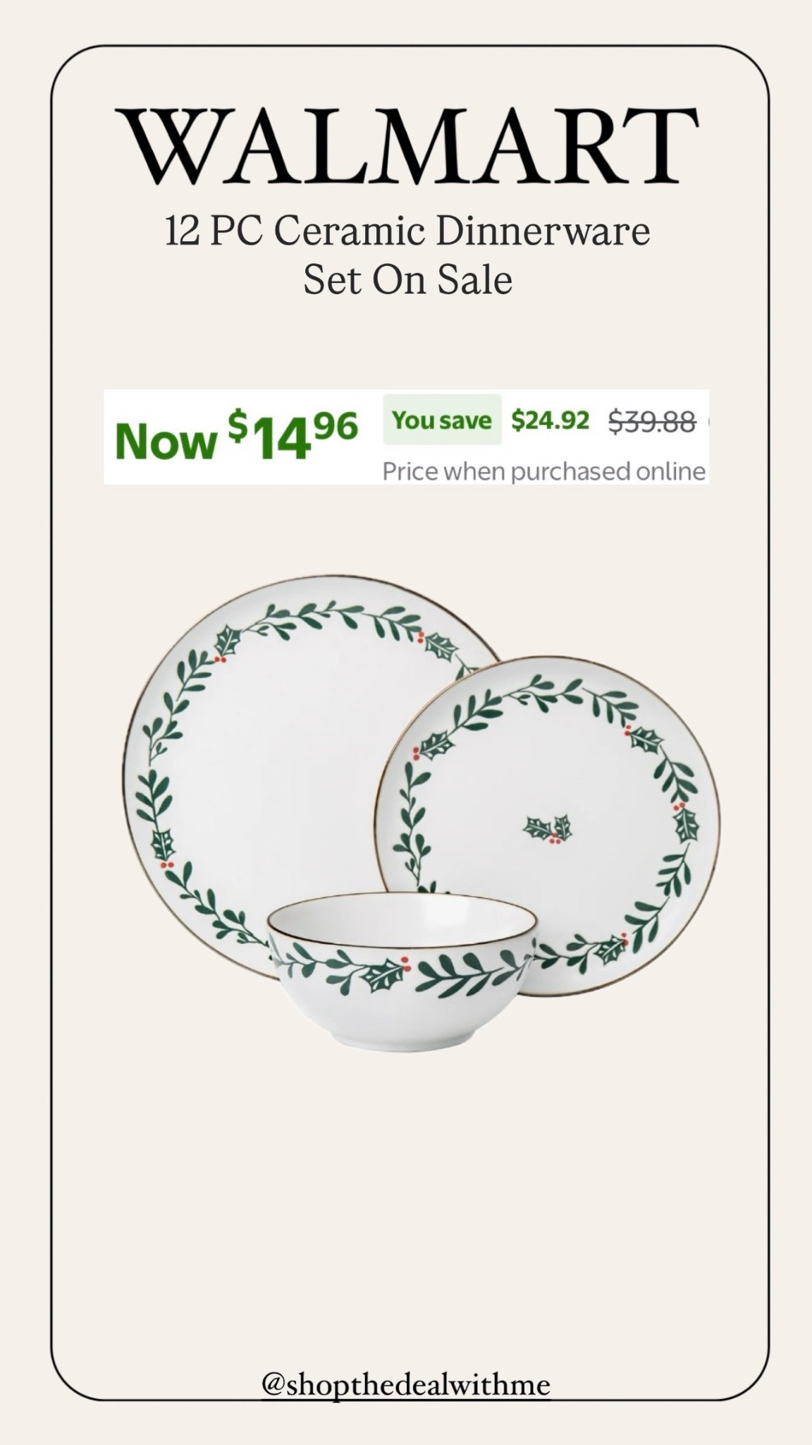 Holiday Time 12 PC Ceramic Dinnerware Set on sale under $15 🙌

#LTKHome #LTKSaleAlert #LTKFindsUnder50