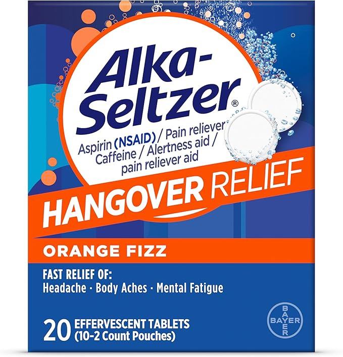 Alka-Seltzer Hangover Relief Effervescent Tablets Formulated for Fast Relief of Headaches, Body A... | Amazon (US)
