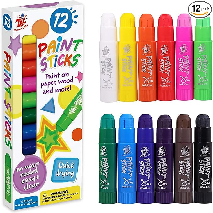TBC The Best Crafts Paint Sticks,12 Classic Colors, Washable Paint, Non-toxic, Tempera Paint Stic... | Amazon (US)