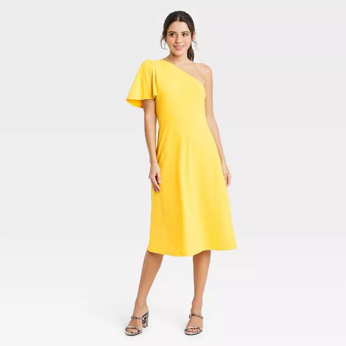 Women's One Shoulder Puff Short Sleeve Dress - Who What Wear™ | Target