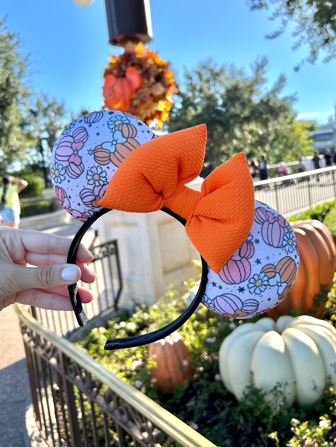 Halloween Minnie Ears, Pumpkin Fall Minnie Ears, Adorable Pumpkin Minnie Ears, Pink Pumpkin Mouse... | Etsy (US)