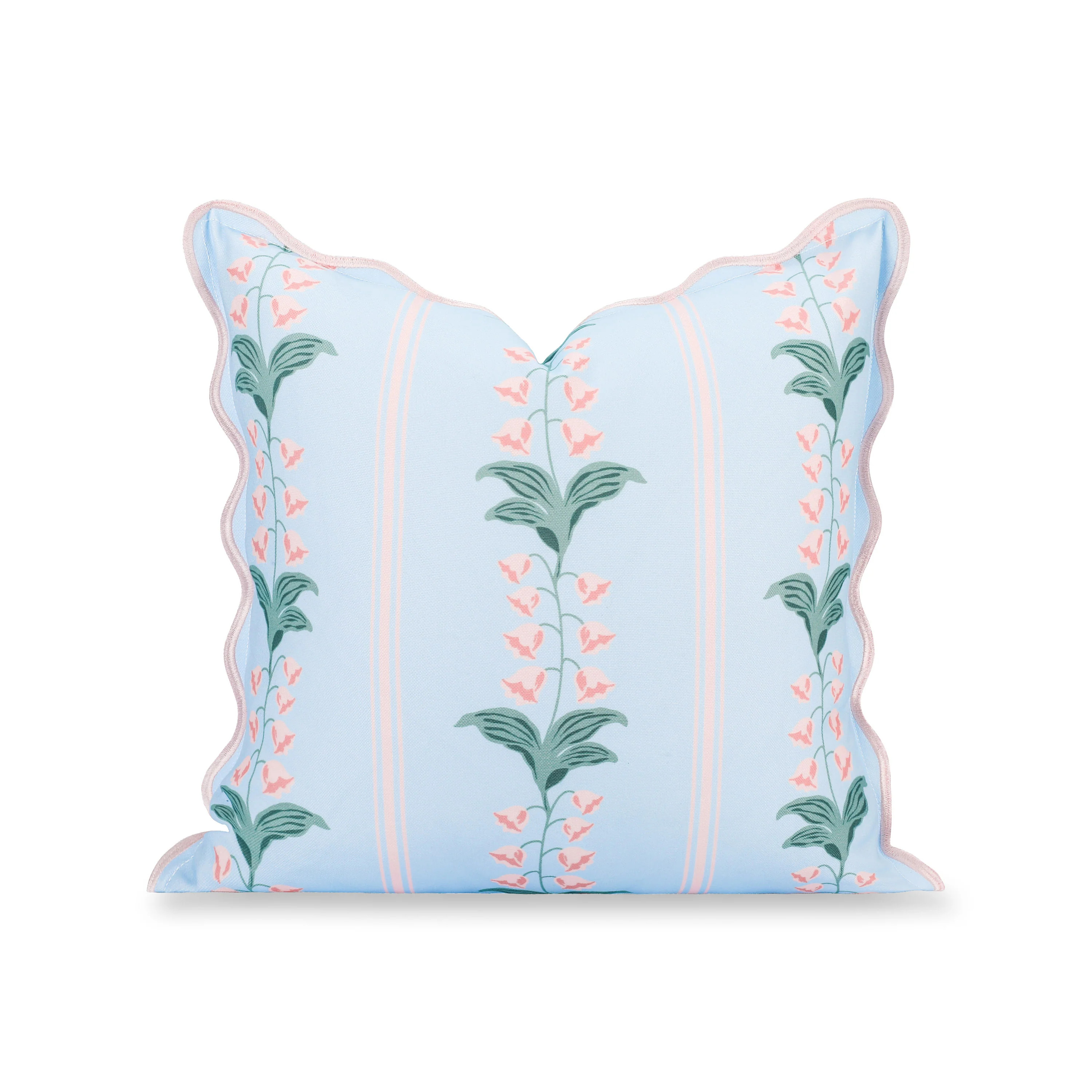 Newvalis, Indoor/Outdoor Pink And Blue Throw Pillow Cover, with Scalloped Border, 20 | Hofdeco
