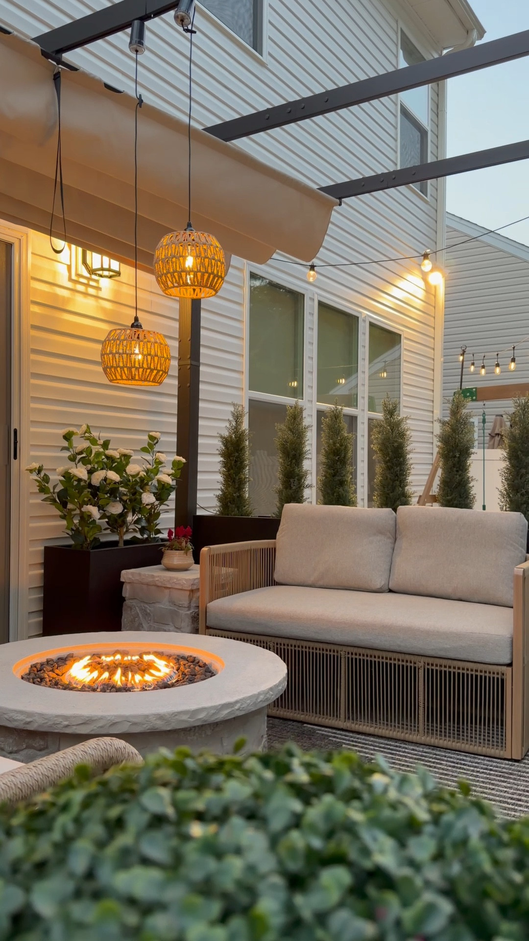 Backyard Transformation 
@Real Flame #ad 

#LTKHome #LTKSeasonal #LTKMothersDay