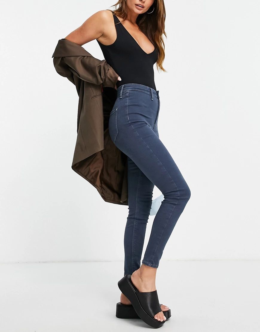 River Island kaia high waisted skinny jean in indigo-Grey | ASOS (Global)