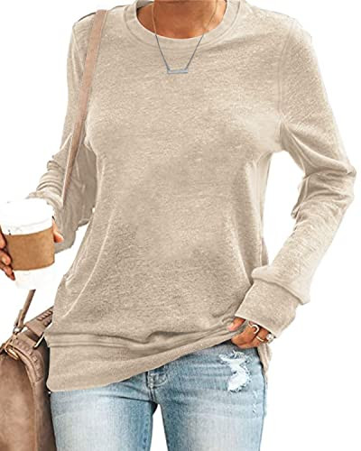 SENSERISE Womens Casual Crewneck Sweatshirt Long Sleeve Solid Color Shirt Soft Lightweight Loose ... | Amazon (US)