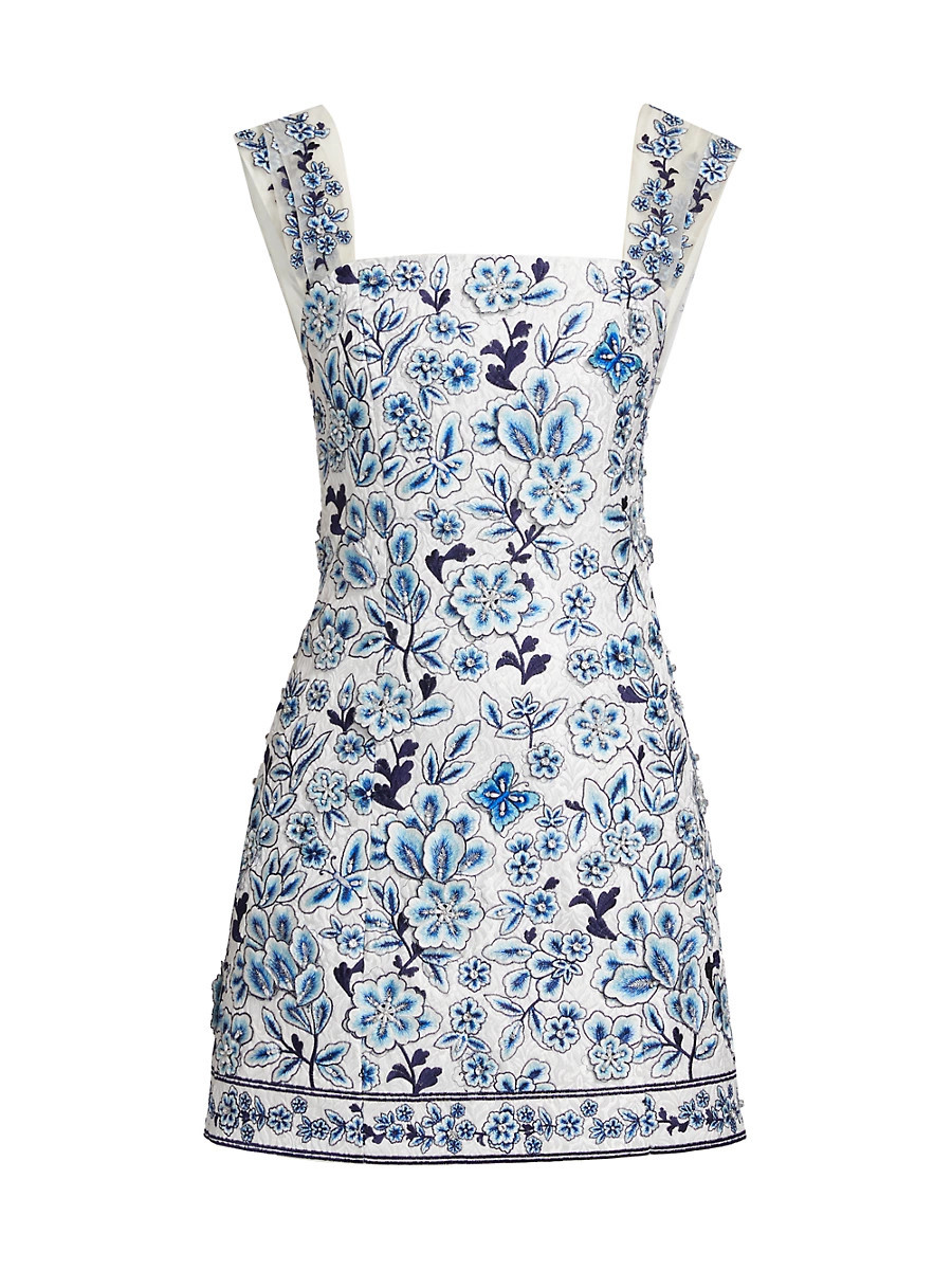 Women's Velia Floral-Embroidered Minidress - Off White Multi - Size 0 | Saks Fifth Avenue