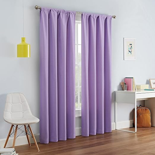 ECLIPSE Kendall Modern Blackout Thermal Rod Pocket Window Curtain for Bedroom or Living Room (1 P... | Amazon (US)