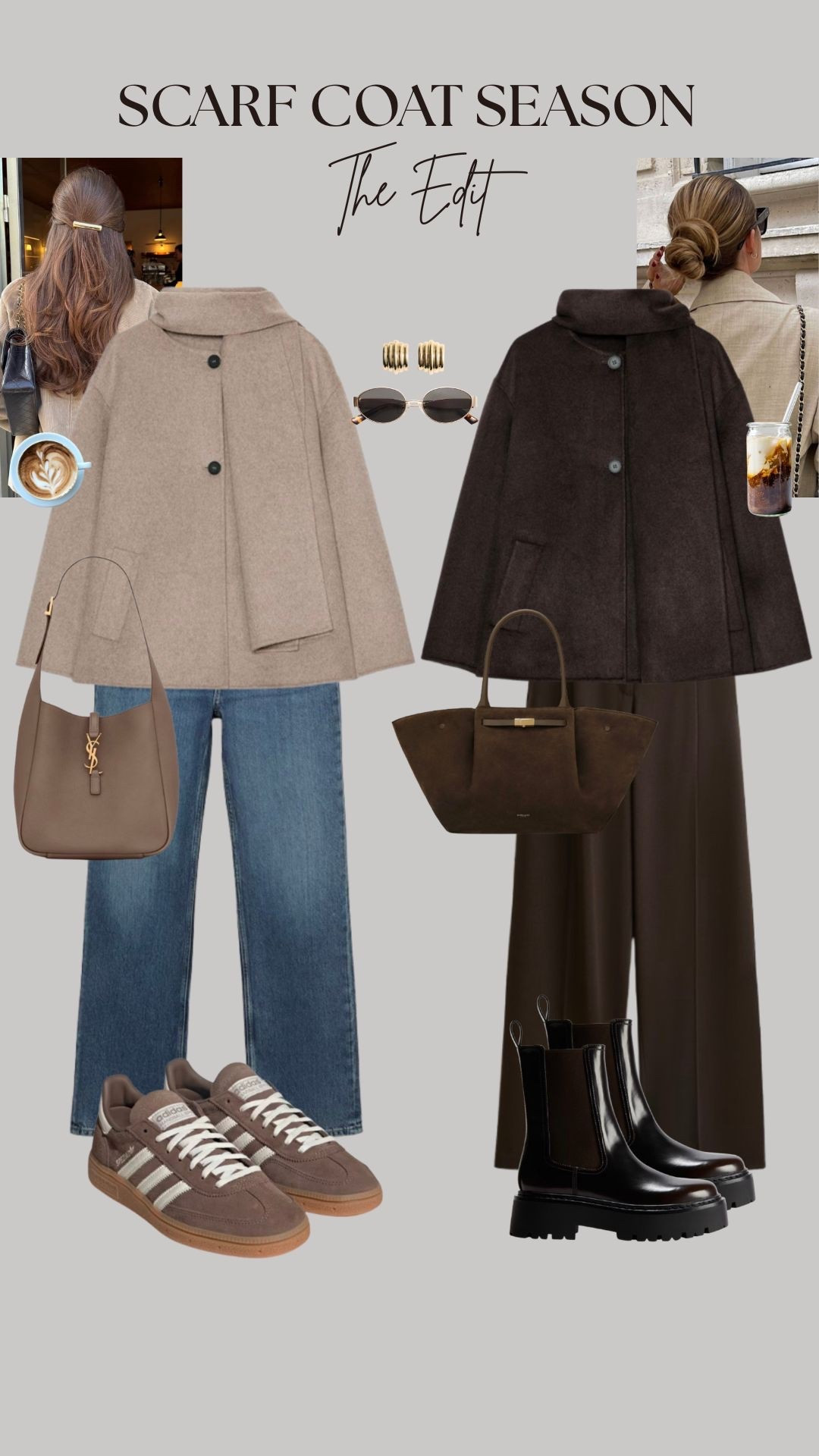 Styling scarf coat for fall 🤎😮‍💨🍂

Tags: scarf coat, jeans, brown trousers, adidas spezials, chelsea boots, suede bag, ysl bag, H&M, Zara