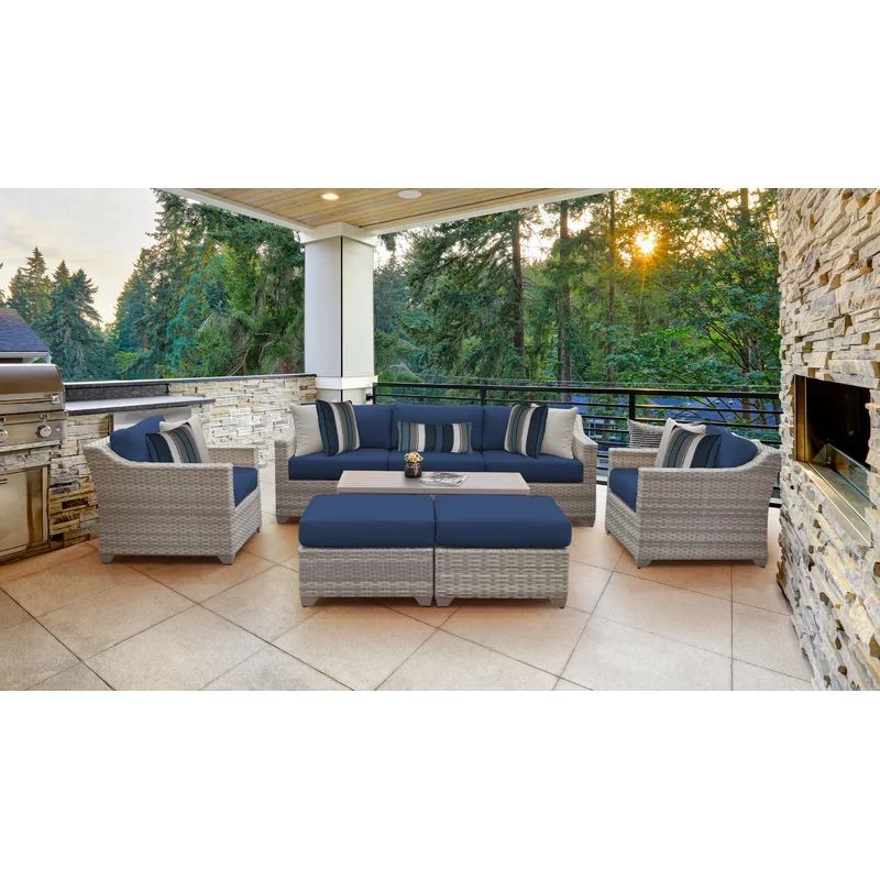 Falmouth Wicker/Rattan 7 - Person Seating Group with Cushions | Wayfair North America