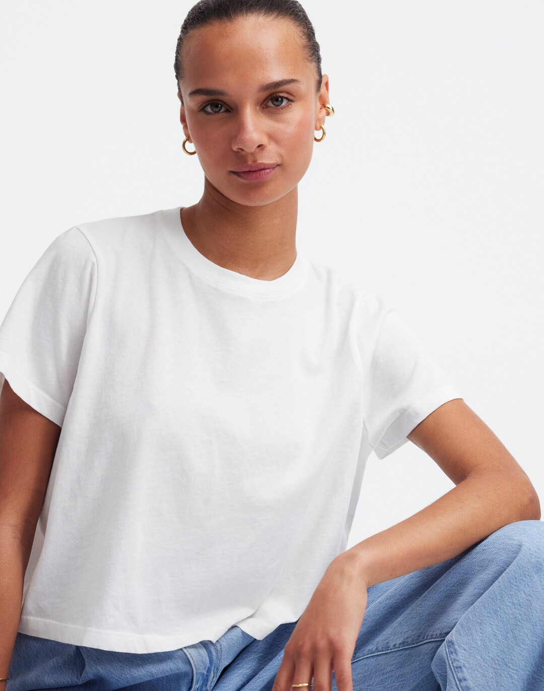 Softfade Cotton Boxy-Crop Tee | Madewell